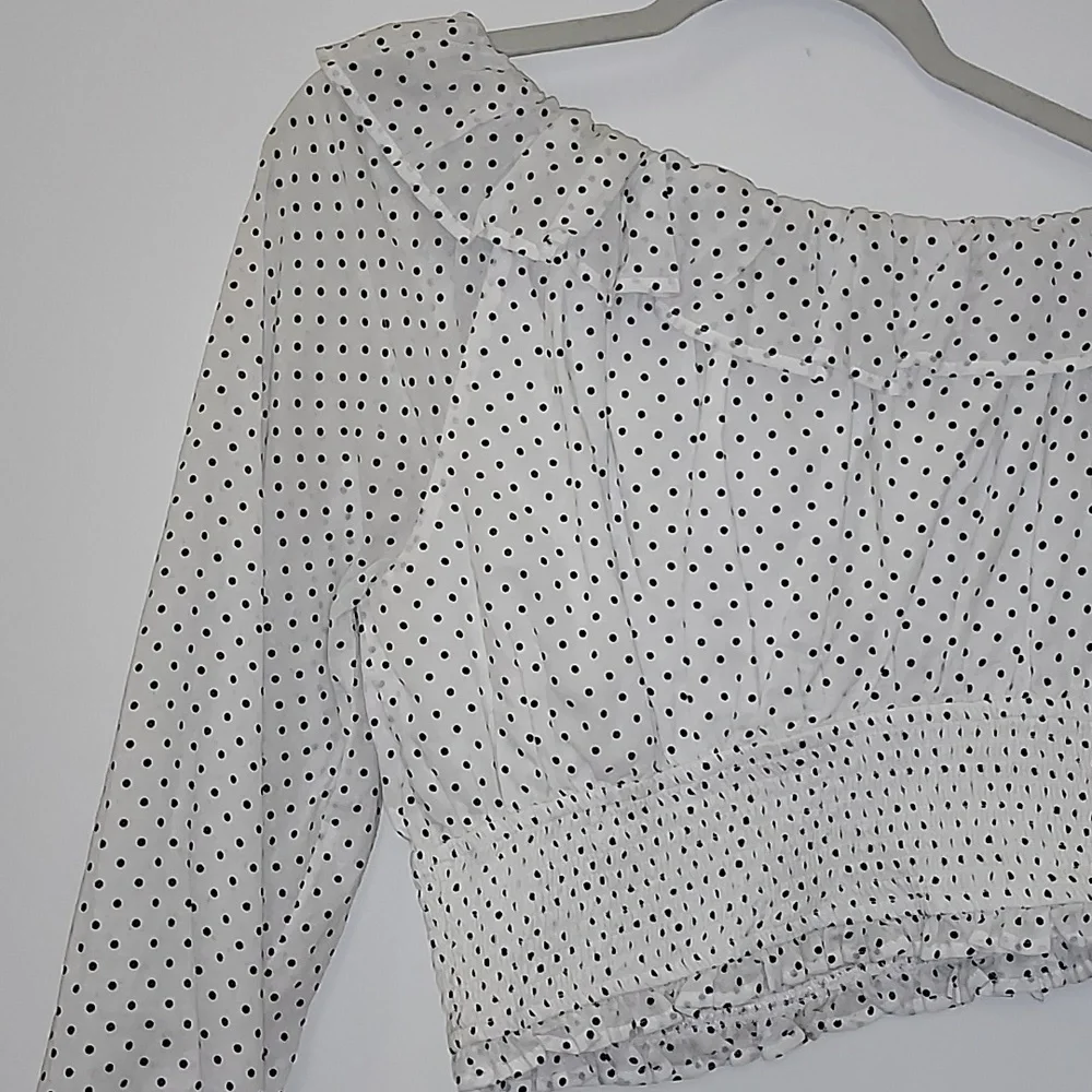 Revolve Majorelle Tate Smocked Long Sleeve Polkadotz Puff Sleeve CottageTop Sz S - Picture 12 of 16